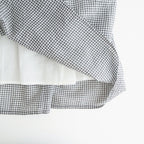 HANDWOVEN COTTON/SILK SMALL GINGHAM CHECK GATHERED SKIRT #9691 GREY(OFF.WHITE×GREY) [INMDS26026]
