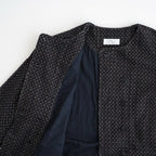 MINI CORDUROY CROSSHATCH PRINT NO COLLAR DOUBLE JACKET #3991 NVY (NAVY/IVORY) [NSL26581]