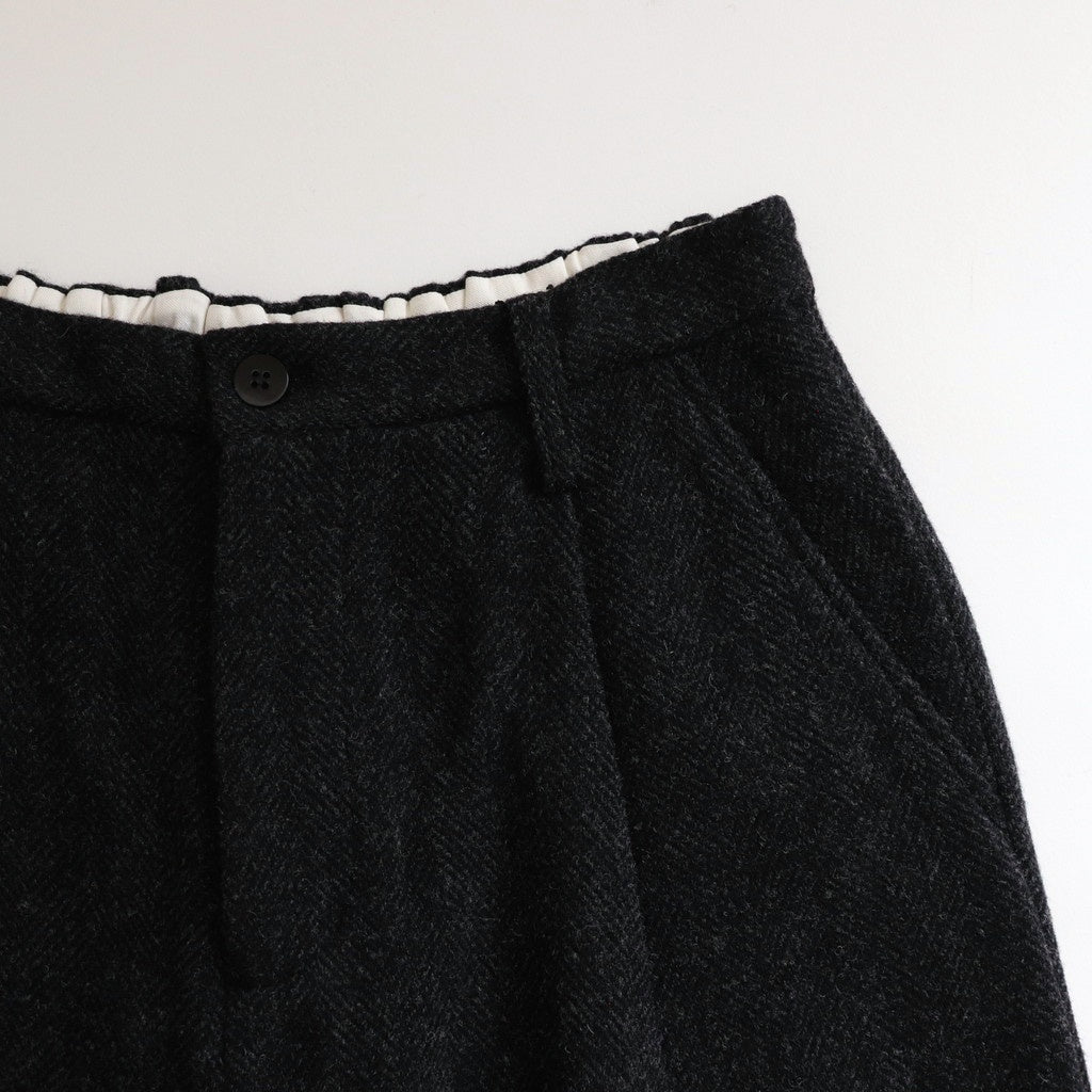 Bishu original wool herringbone tuck pants #black herringbone [TS243PT099]