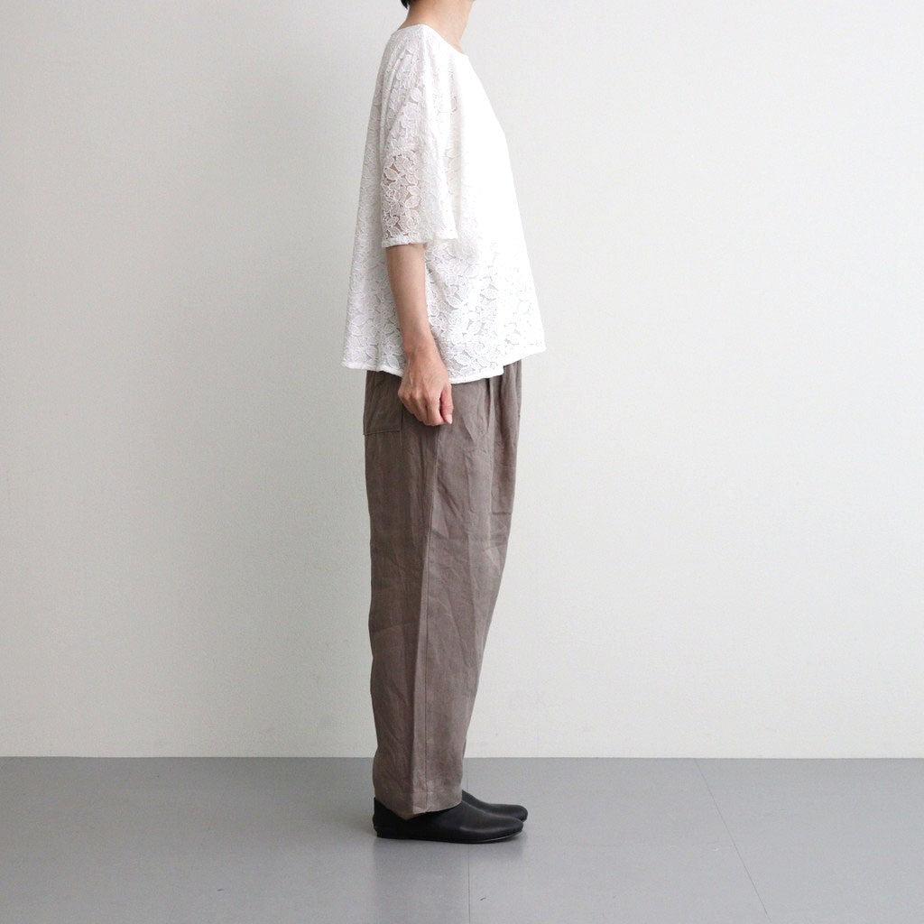 VOILE TULLE LACE S/SL SMOCK WITH COTTON VOILE #9000 OFF WHITE [NSL25051]