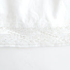 60s COTTON CAMBRIC PLAIN WITH LACE LACE & STRING COLLAR GATHERED SHIRT #9000 WHITE [NSL26552]