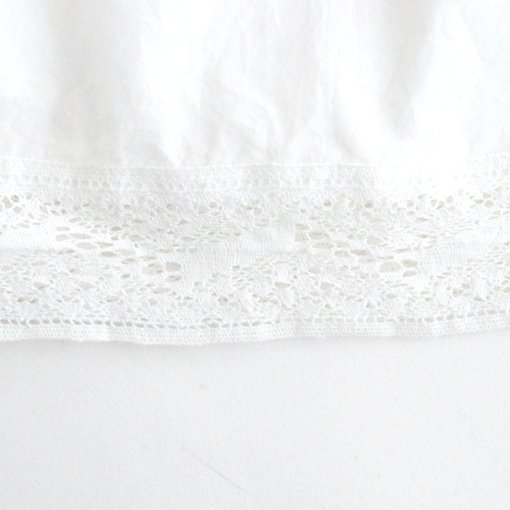 60s COTTON CAMBRIC PLAIN WITH LACE LACE & STRING COLLAR GATHERED SHIRT #9000 WHITE [NSL26552]