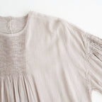 60s AUTOLOOM LINEN/COTTON PLAIN OVERDYE BACK OPENING CREW-NECK SHIRTS DRESS WITH MINI PINTUCK #940D D.GREY [INMDS26011D]