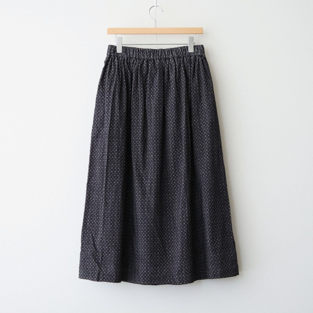 MINI CORDUROY CROSSHATCH PRINT GATHERED SKIRT #3991 NVY (NAVY/IVORY) [NSL26585]