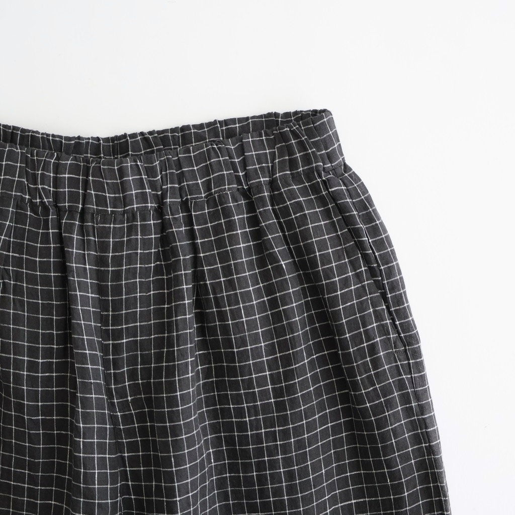 80s POWER LOOM LINEN CHECK WIDE PANTS #9890 OFF BLACK x WHITE CHECK [NMDS26285]