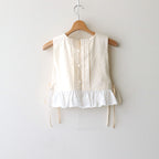 薄氷の汀 Tucked kraplap vest #ecru [TLF-125-ac001-tp]