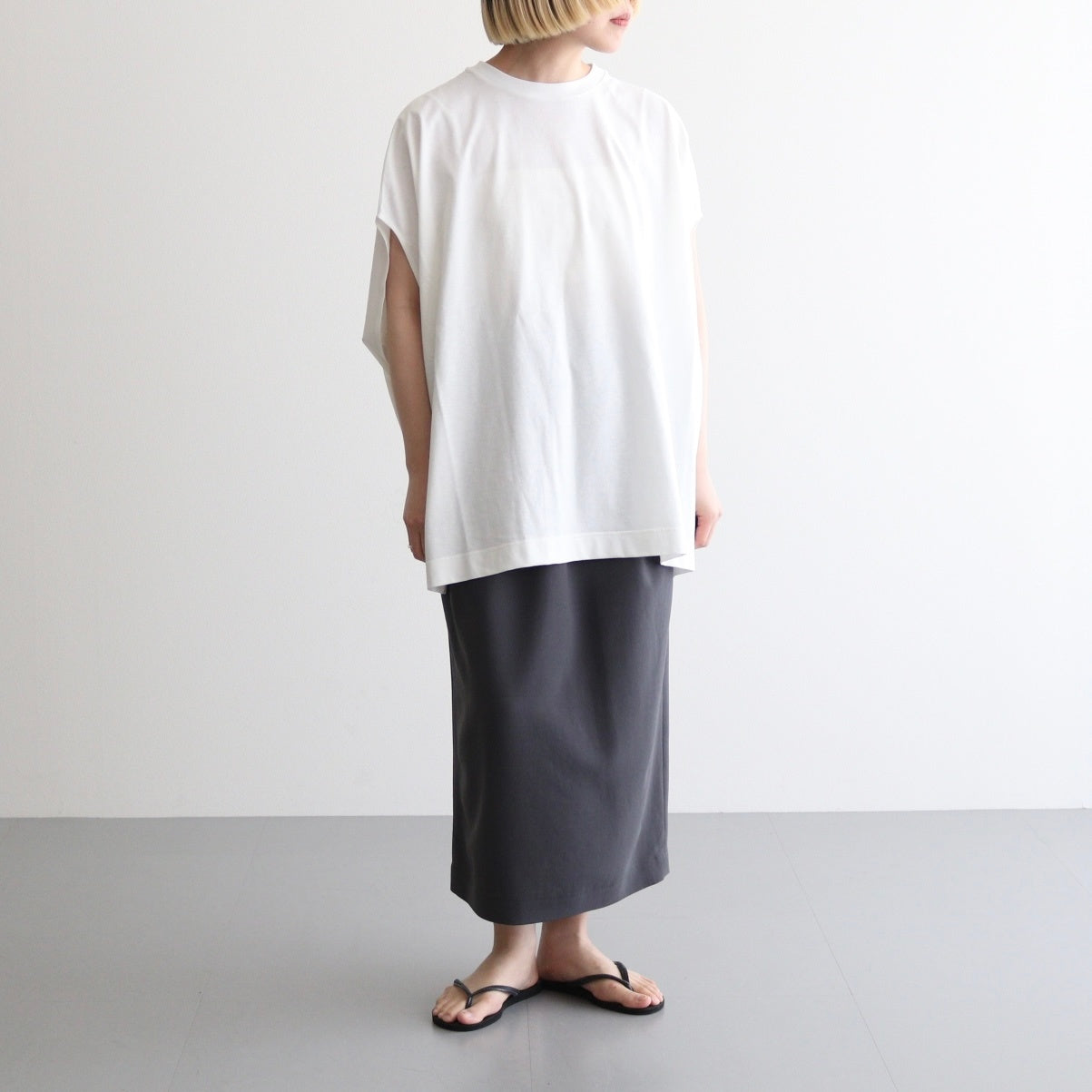 Cowl sleeve top #White [TLF-225-cs003-ocj]