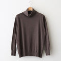 14GG 2PLY PLAIN STITCH COTTON/WOOL/CASHMERE TURTLE NECK PULLOVER #8600 BROWN [GNSL24541]