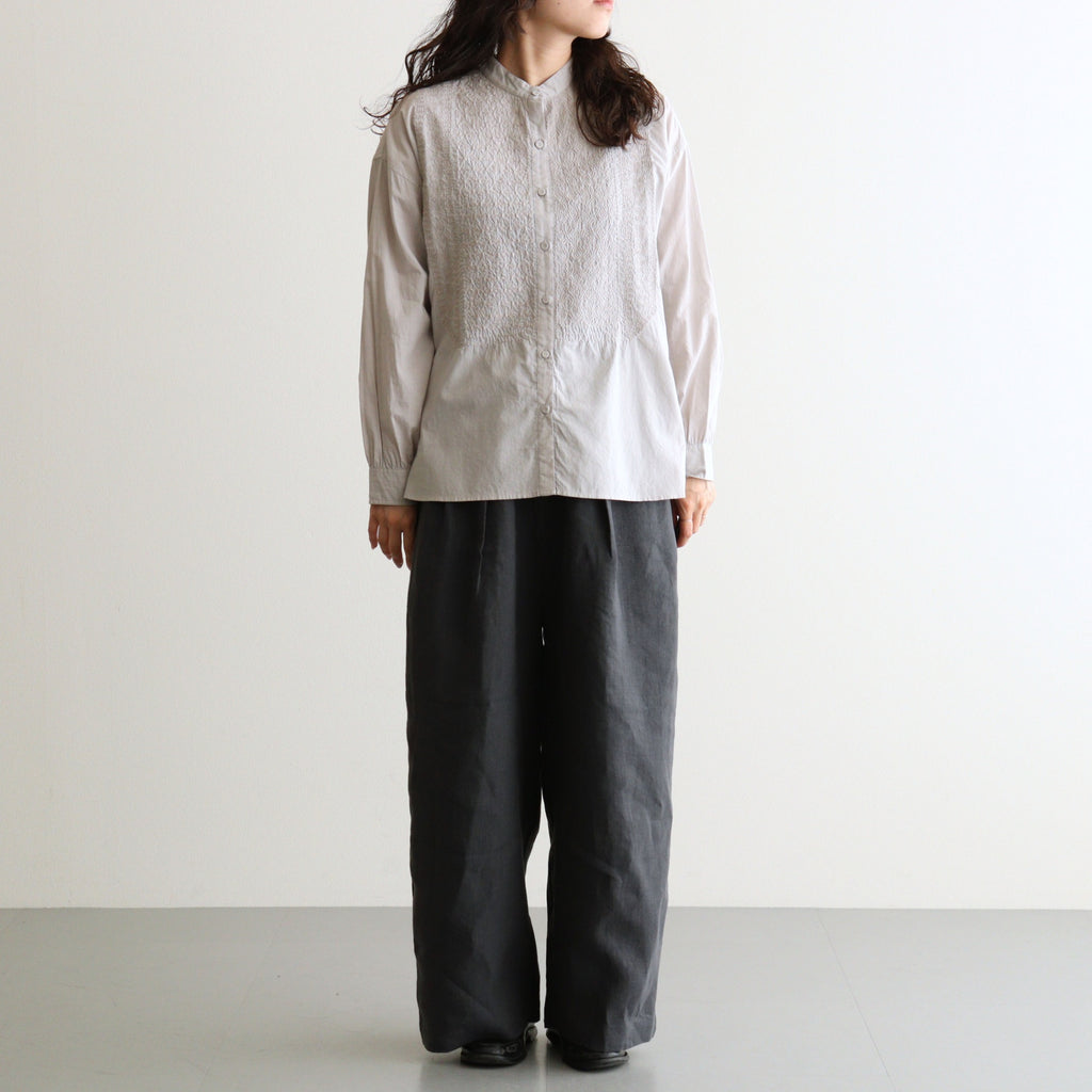 40s FRENCH LINEN DYED CANVAS 2TUCK WIDE EASY PANTS #9800 CHARCOAL [GNMDS2502FL]