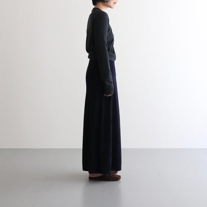 ex.superfine lambs wool & rayon mole skirt #navy [WVFL-UW110]