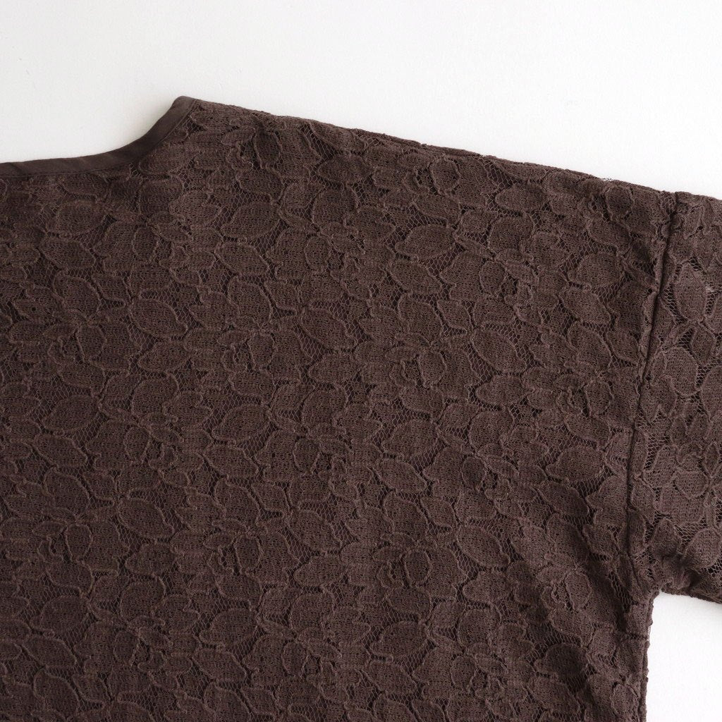 VOILE TULLE LACE S/SL SMOCK WITH COTTON VOILE #9700 CHARCOAL [NSL25051]