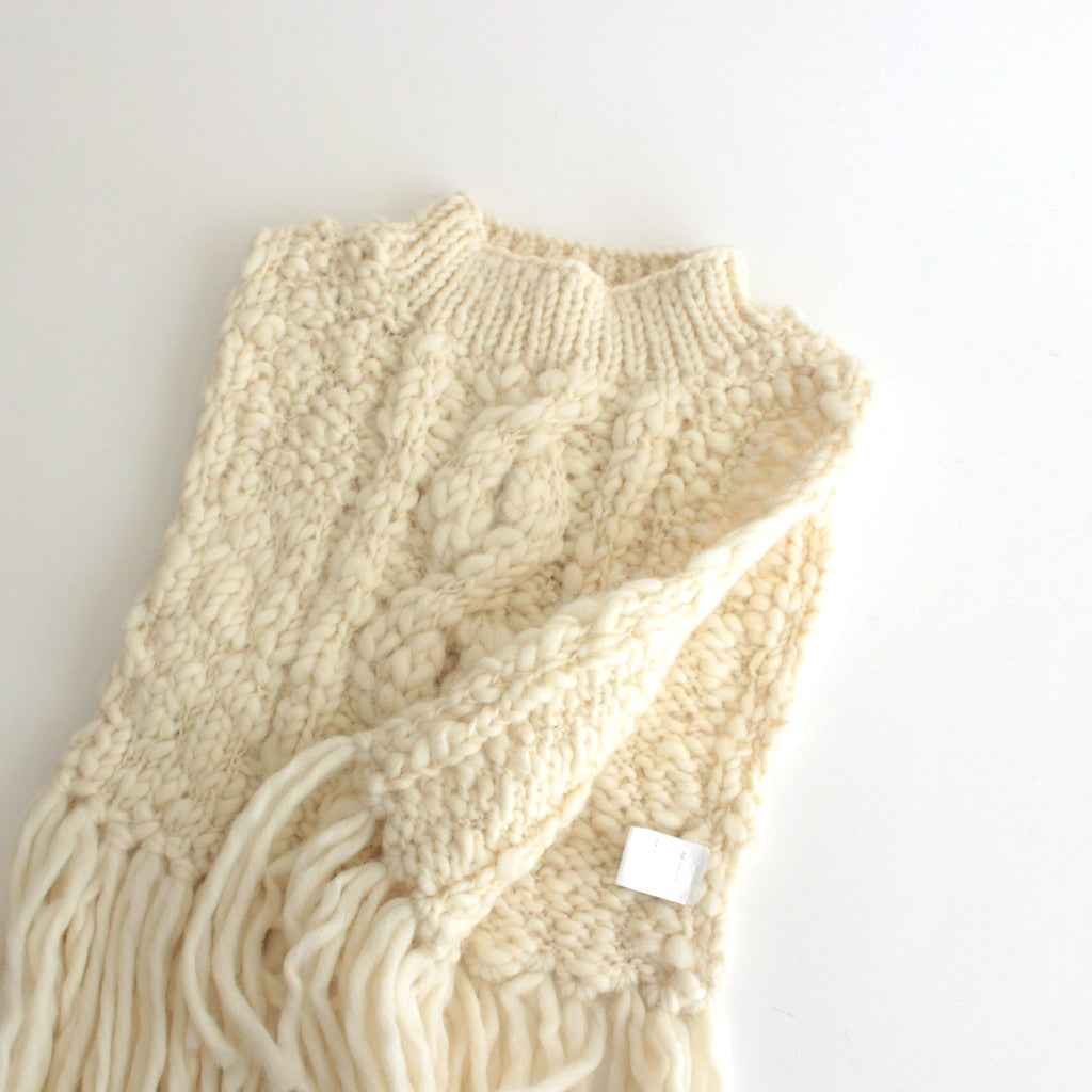 Knitted fringe vest #ecru [TLF-125-kn001-hk]