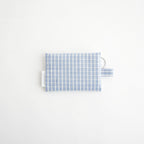 FLAT POUCH MINI #CHECK LT-BLUE [TMB-2352A]