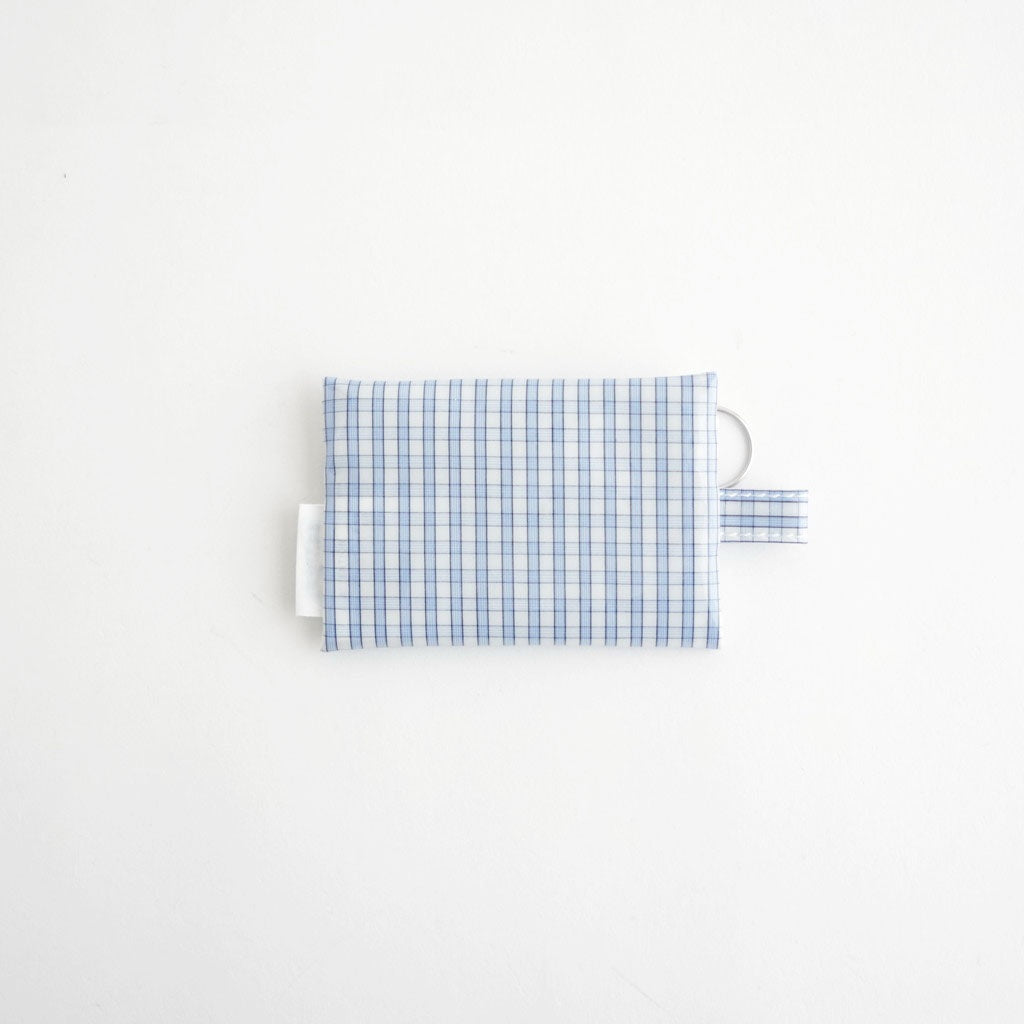 FLAT POUCH MINI #CHECK LT-BLUE [TMB-2352A]