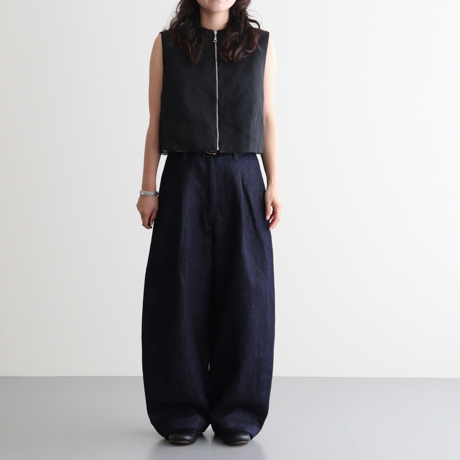 SHIRRING VEST #Black [no.8003]