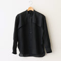 DENSELY LINEN CAPE SLEEVE SHIRT #Black [no.7308]