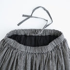 BOILE WOOL SMALL GINGHAM CHECK GATHERED SKIRT WITH LINING #9981 BLK (BLACK/ECRU SAND CHECK) [NMDS26585]