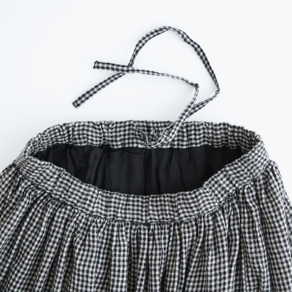 BOILE WOOL SMALL GINGHAM CHECK GATHERED SKIRT WITH LINING #9981 BLK (BLACK/ECRU SAND CHECK) [NMDS26585]
