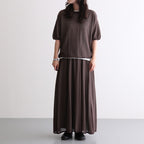 high-twisted cotton sheer knit layered P/O #charcoal brown × mist green [WXSP-UW137]