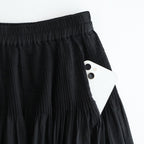 80s ORGANIC COTTON VOILE MINI PINTUCK FLARED SKIRT #9900 BLACK [NMDS26245]