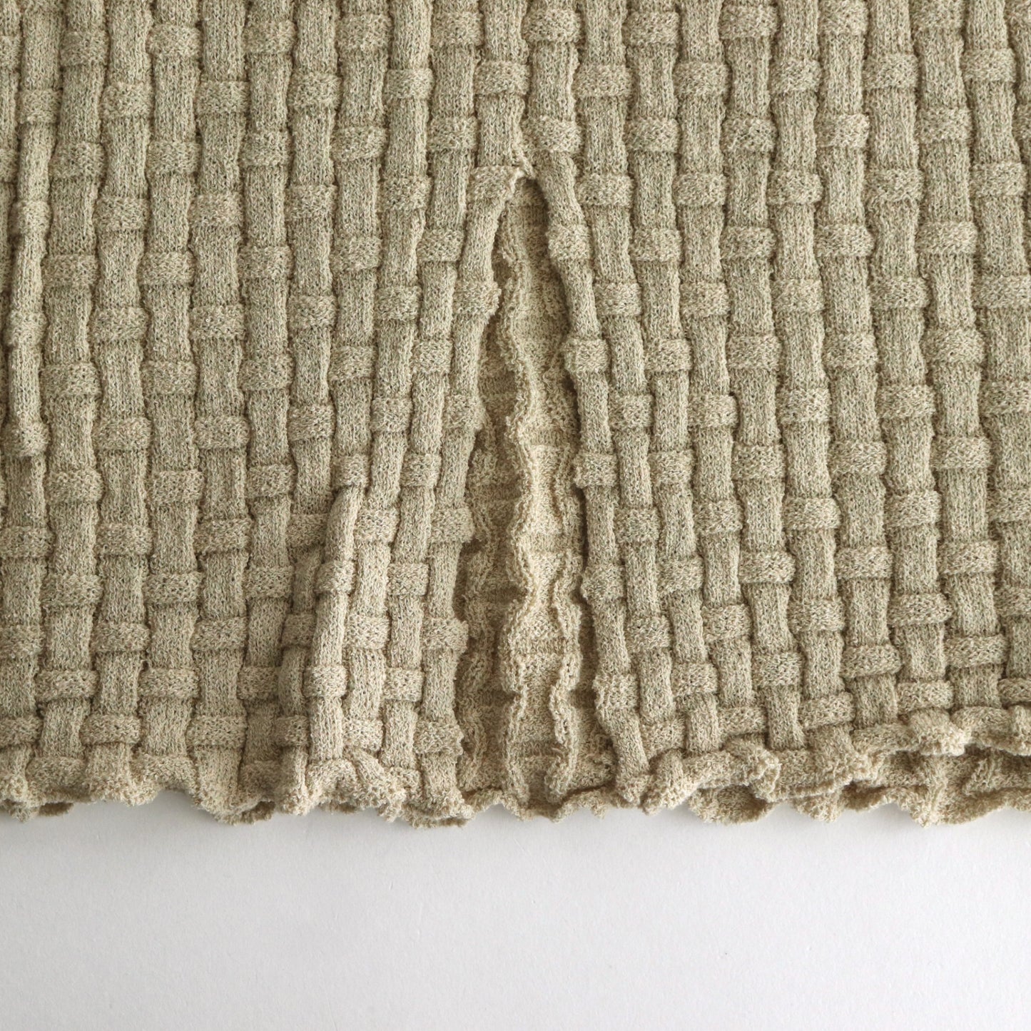 Cotton-boucle Basket Skirt #L.Beige [oni052]