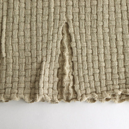Cotton-boucle Basket Skirt #L.Beige [oni052]