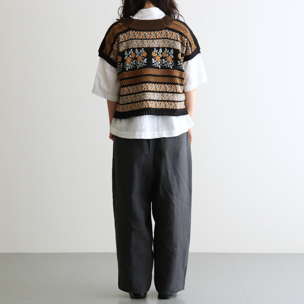 Flower Jacquard Knit Blouse #Black [261807]
