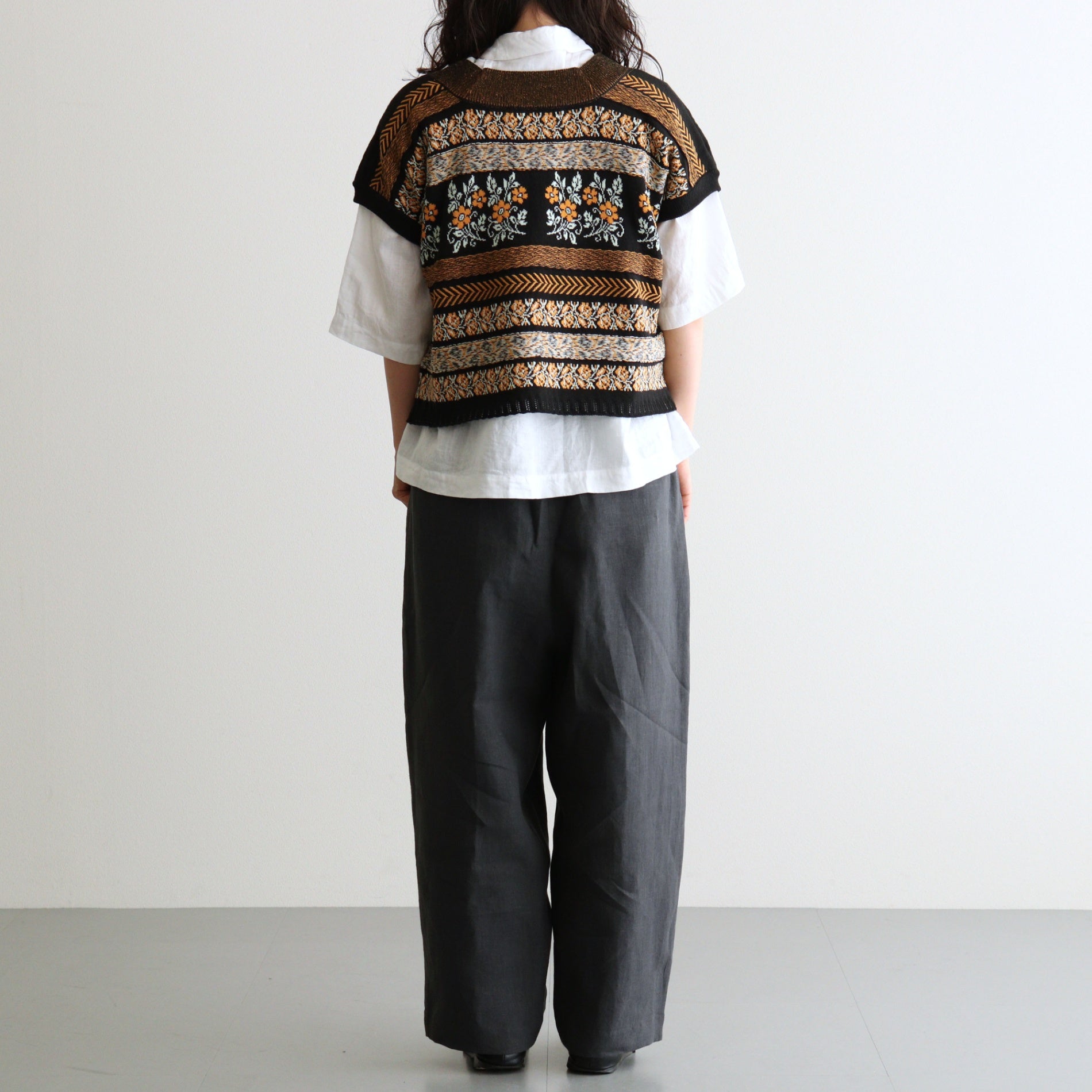 Flower Jacquard Knit Blouse #Black [261807]