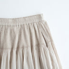80s ORGANIC COTTON VOILE MINI PINTUCK FLARED SKIRT #8200 BEIGE (MILKY BEIGE) [NMDS26245]