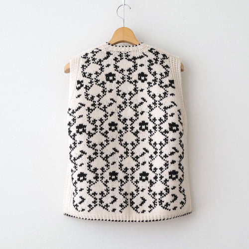 Panier de fleurs no sleeve cardigan #black [mdm02-11]