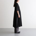 80s ORGANIC COTTON VOILE CREW-NECK HALF/SLEEVE DRESS WITH MINI PINTUCK #9900 BLACK [NMDS26243]