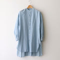 G.D COTTON SILK STAND COLLAR LONG SHIRT #Sax [no.7366]