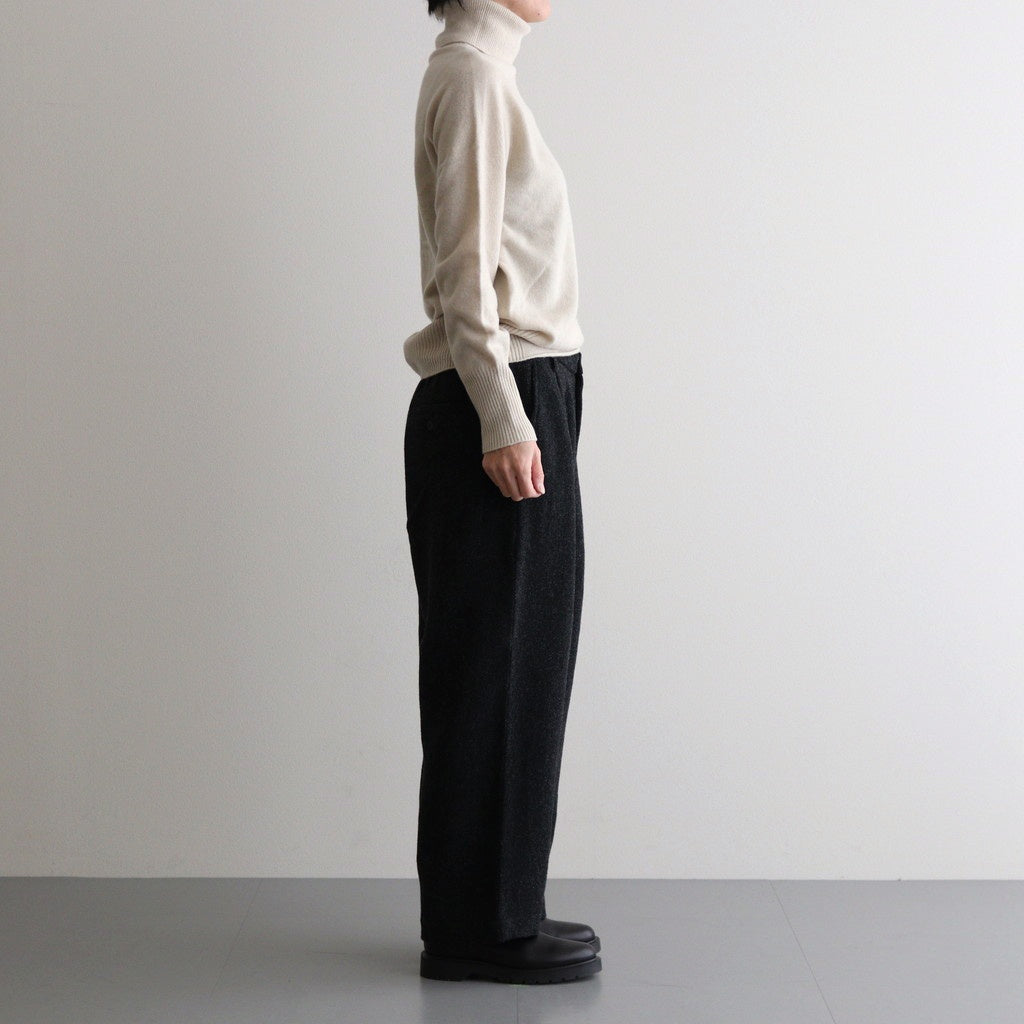 Bishu original wool herringbone tuck pants #black herringbone [TS243PT099]
