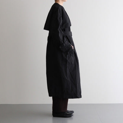 GARMENT DYE NO COLLAR TRENCH COAT #Black [no.7277]