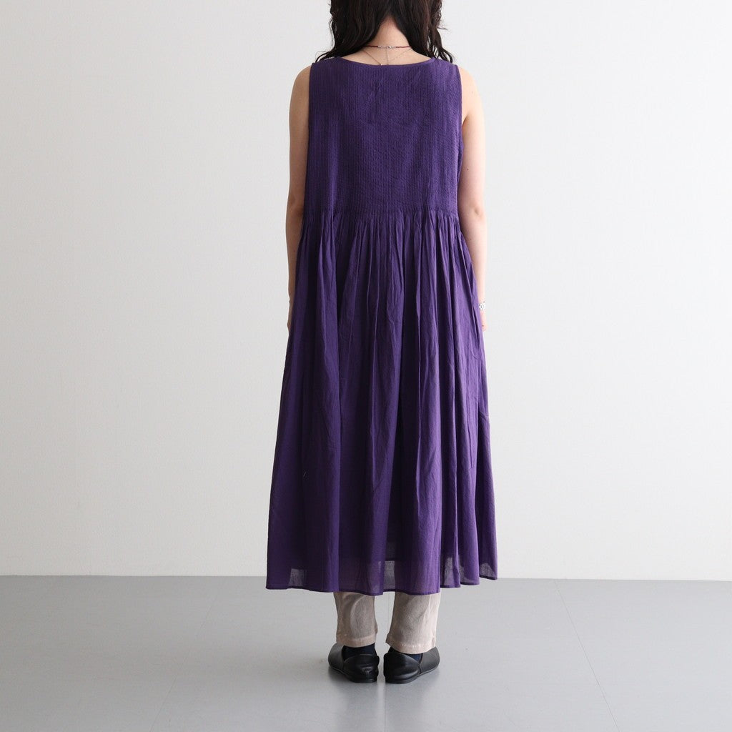 80s ORGANIC COTTON VOILE NO/SLEEVE PULLOVER DRESS WITH MINI PINTUCK #2700 PURPLE [NMDS26244]