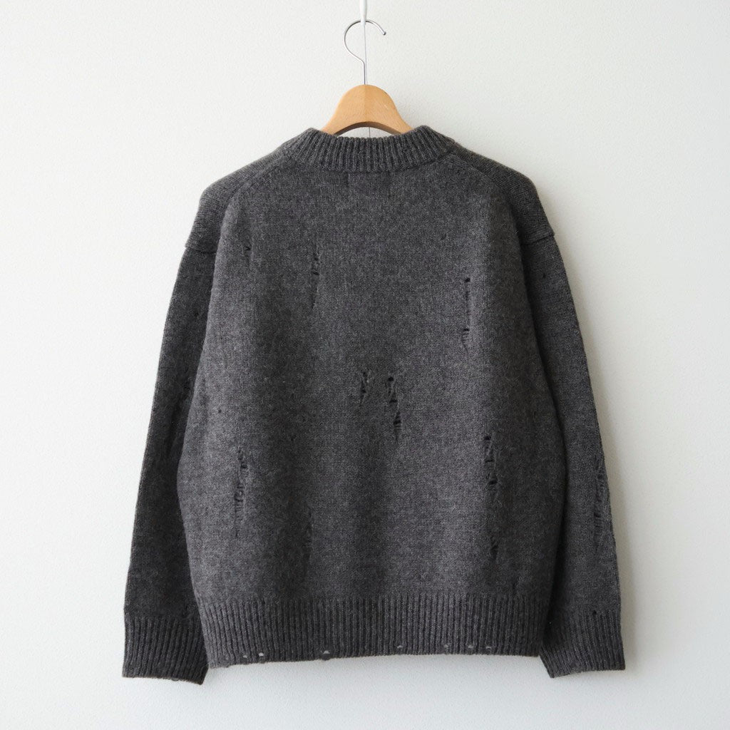 royal baby alpaca damage pattern-knit P/O #melange dark brown [WXFL-UW130]