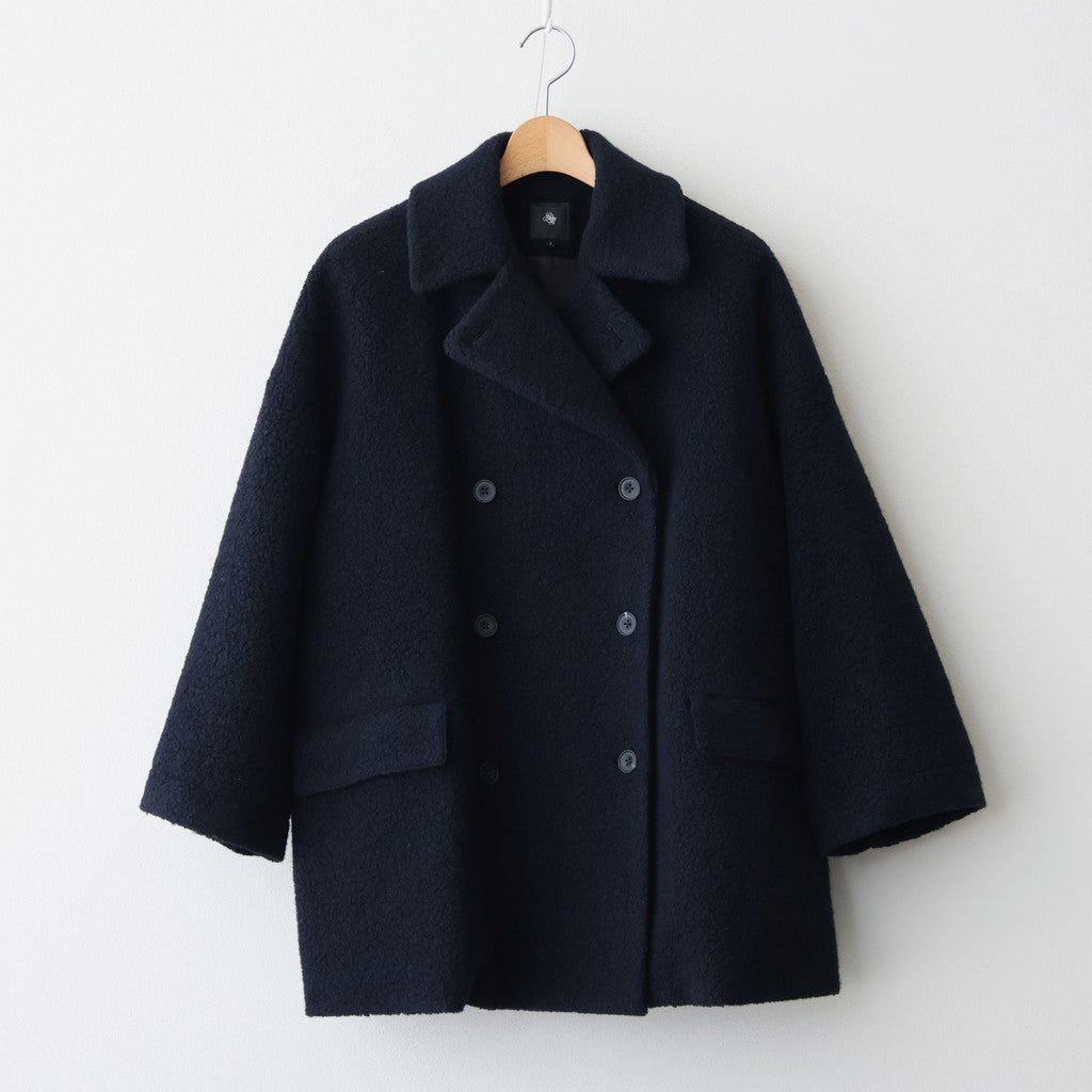 RECYCLE BOA WOOL DOUBLE OVER COAT #3900 NAVY [JNMDS2451]
