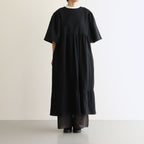 cotton linen powder dress #black [1559-007]