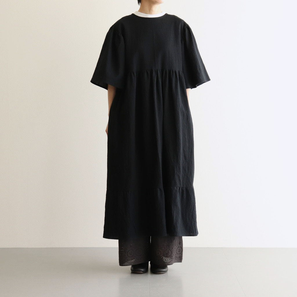 cotton linen powder dress #black [1559-007]