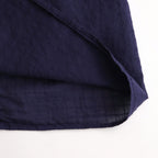 80s ORGANIC DOBIE CHECK(OVERDYE) BANDED COLLAR MAXI DRESS WITH PINTUCK #2813 D.PURPLE [NMDS25254D]