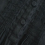 60s AUTOLOOM LINEN/COTTON PLAIN OVERDYE BACK OPENING CREW-NECK SHIRTS DRESS WITH MINI PINTUCK #9900 BLACK [INMDS26011D]