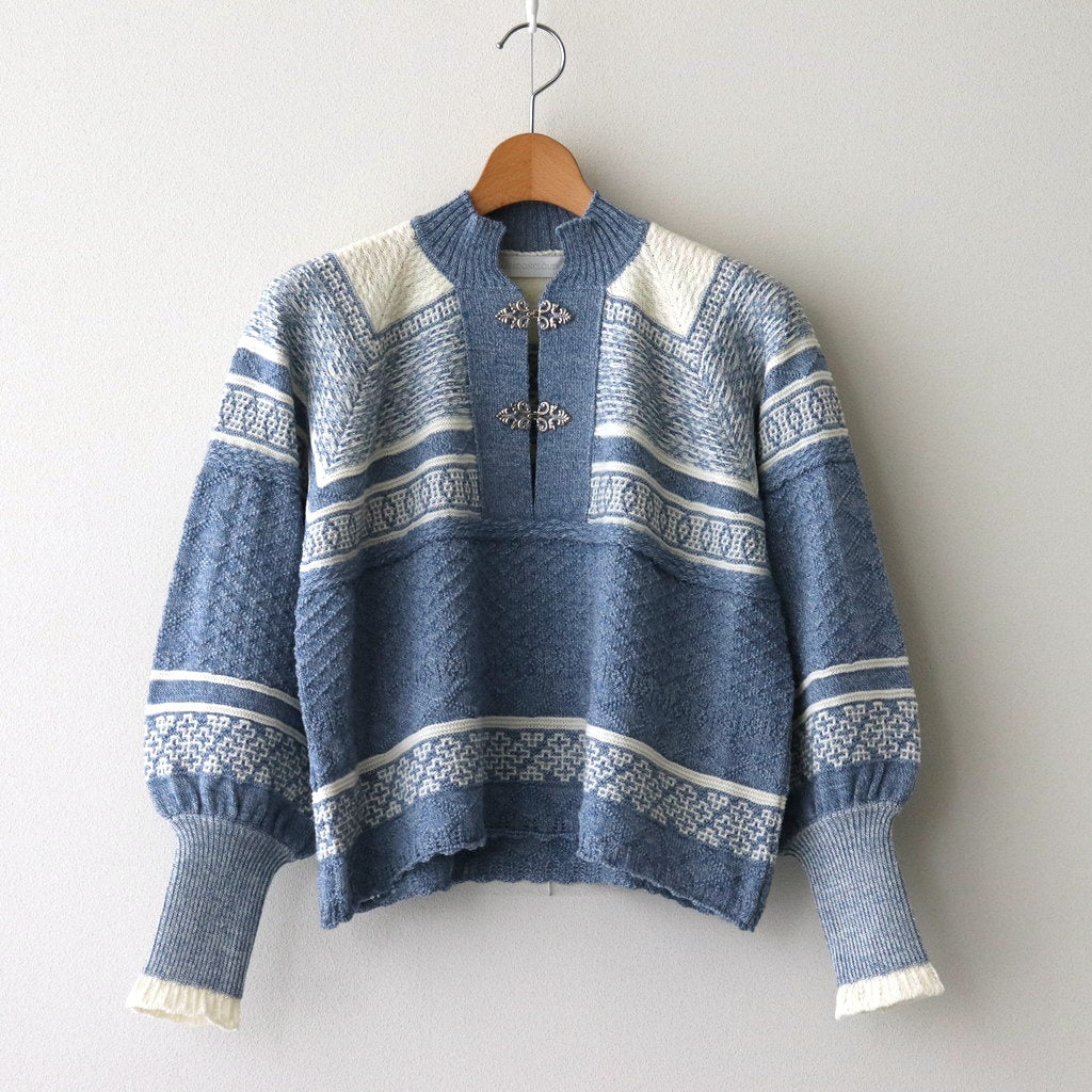 Foggy nordic knit blouse #Blue [242808]