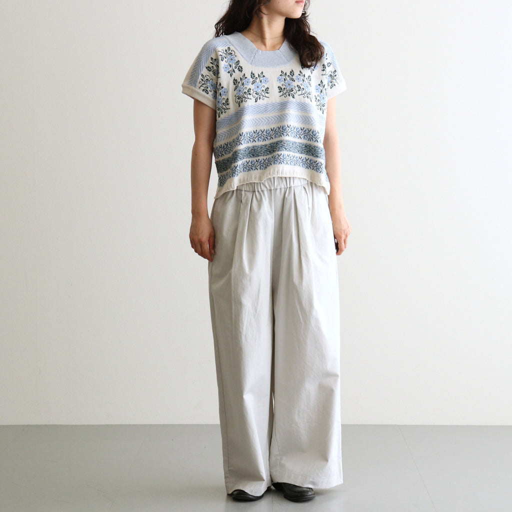Flower Jacquard Knit Blouse #Off white [261807]