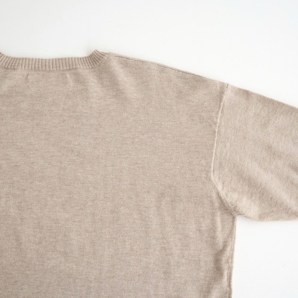14GG PLAIN STITCH COTTON/NYLON/SILK CREW-NECK PULLOVER #8200 LT.BEIGE [NNSL26502]