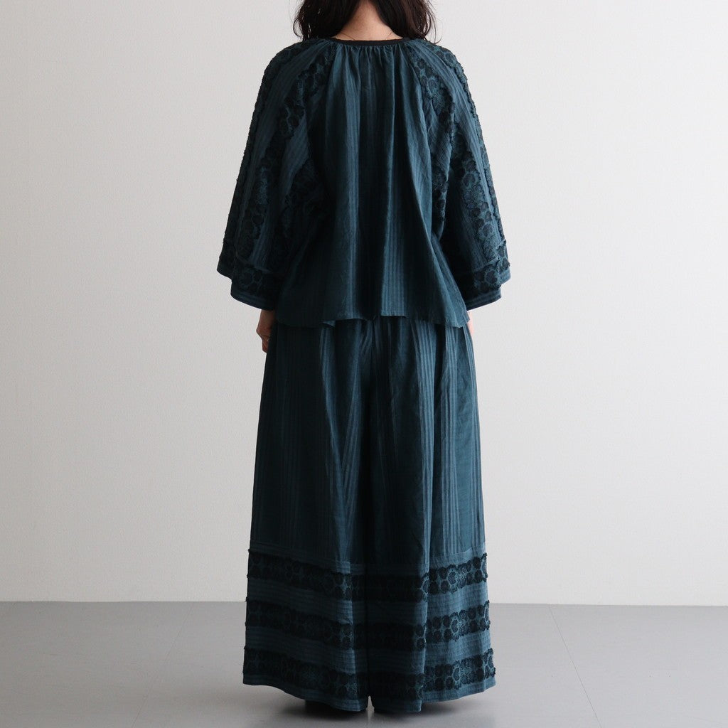 一瞬の花：Gathered pants #abyssal blue [11261-10213]