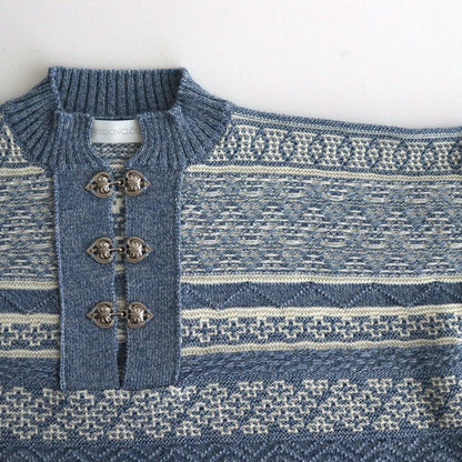 Foggy nordic knit blouse #Blue [242808]