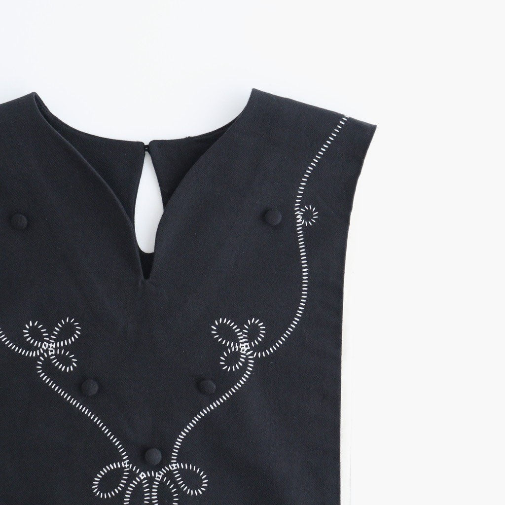 夢詠み Embroidered vest #Black [26F-JK145-CWF]