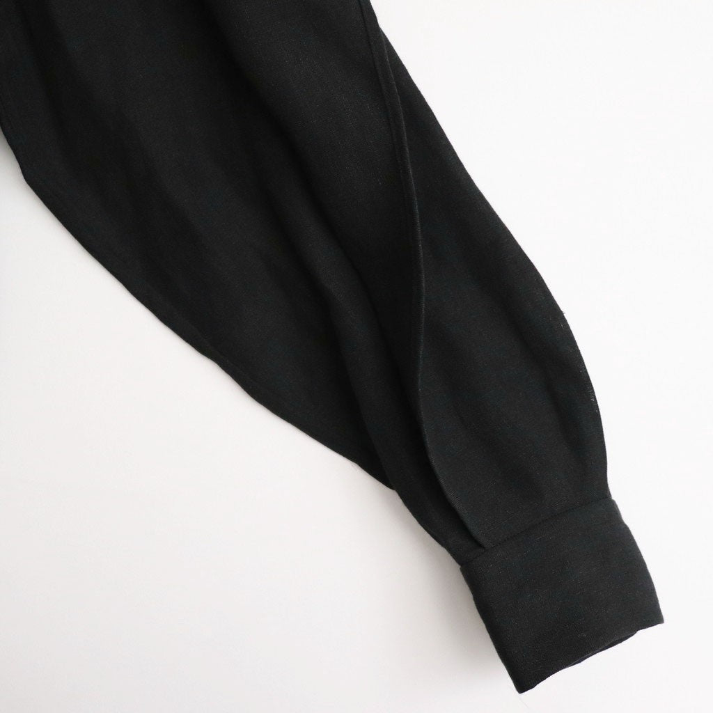 DENSELY LINEN CAPE SLEEVE SHIRT #Black [no.7308]
