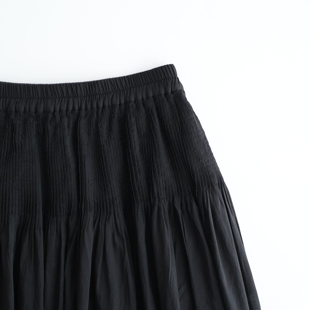 80s ORGANIC COTTON VOILE MINI PINTUCK FLARED SKIRT #9900 BLACK [NMDS26245]