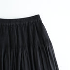80s ORGANIC COTTON VOILE MINI PINTUCK FLARED SKIRT #9900 BLACK [NMDS26245]